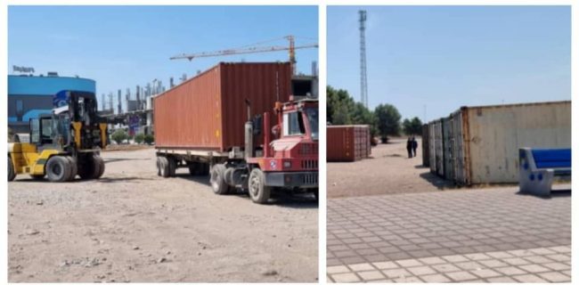 ۱۵ کانتینر برای انبار نگهداری از کالاهای غرفه‌ها مستقر شد