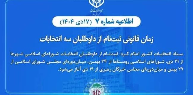 زمان قانونی ثبت‌نام از داوطلبان سه انتخابات اعلام شد
