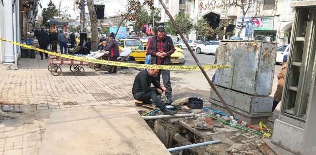 عملیات بهسازی شبکه فیبرنوری خیابان شریعتی رشت و تداوم خدمت‌رسانی به مشترکان