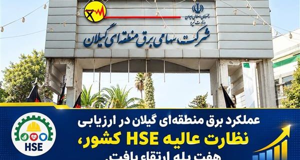 عملکرد برق منطقه‌ای گیلان در ارزیابی نظارت عالیه HSE کشور ۷ پله ارتقا یافت